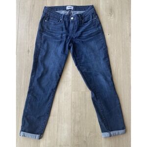 Paige Denim Kylie Crop Rolled Hem Mid Rise Skinny Dark Wash Size 28